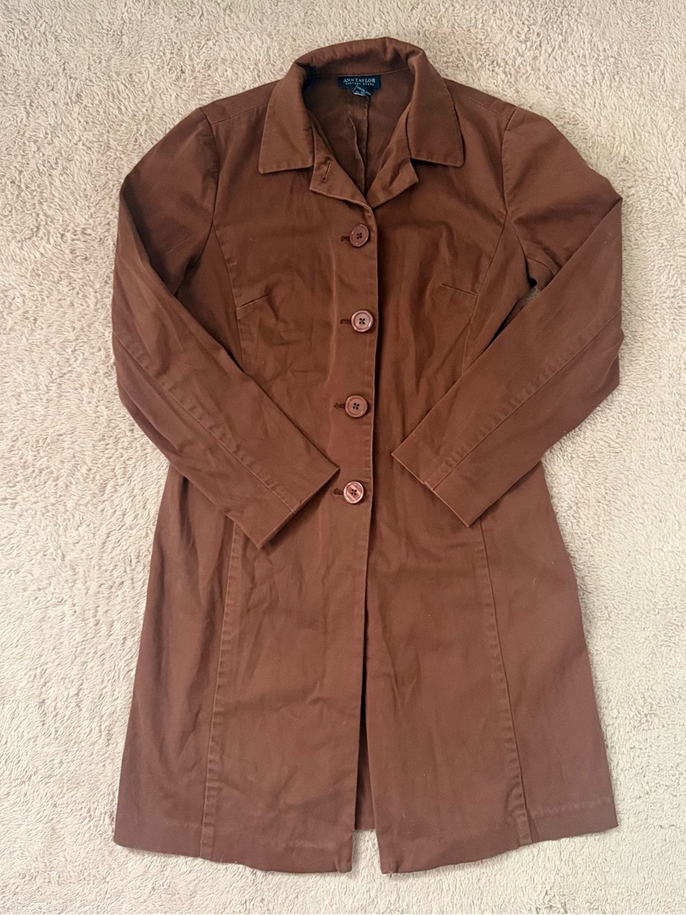 Ann Taylor Brown Single-Breasted Trench Coat